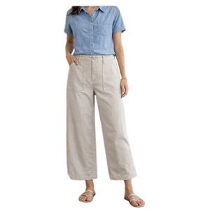 Time and Tru Khaki High Waist Wide Leg Cropped Pants Size 8 Minimalist Coastal